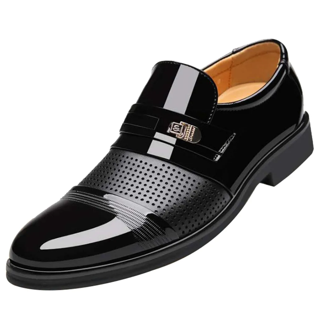 Роскошные брендовые Мужские модельные лоферы из искусственной кожи в деловом стиле; черные туфли с острым носком; Туфли-оксфорды; дышащие официальные свадебные туфли - Цвет: BK