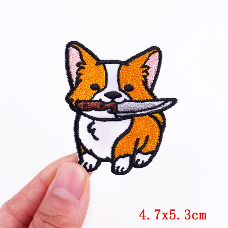 Cartoon Corgi Embroidery Patch Animal Unicorn Cat Patches For Clothing Thermoadhesive Patches Letter Love Patches On Clothes 