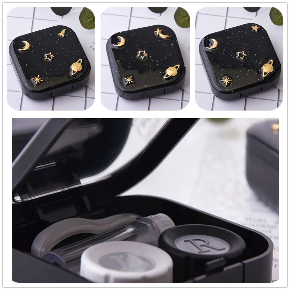 Mini Contact Lens Case Travel Kit Mirror Lenses Box Container Tweezers 1 Set