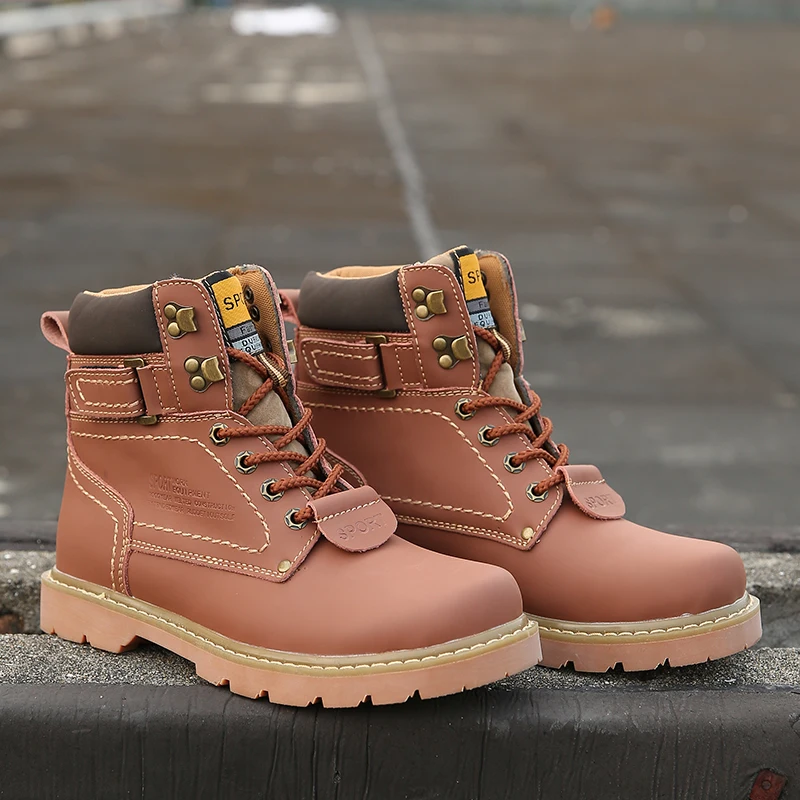 

Fashion Work Shoes Men 2019 Winter Warm Men Snow Boots Cow Split Leather Boots Men High Quality with Fur Shoes Plus Size HX-019