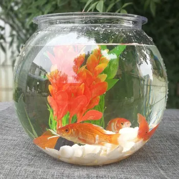 

Goldfish bowl desktop transparent plastic aquarium Round turtle tank Acrylic fish tank Green plant pot