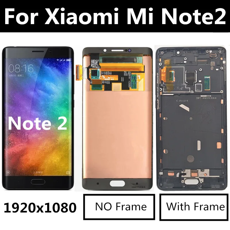 ЖК дисплей с сенсорным экраном и рамкой для Xiaomi Mi Note 2 запасные части note изогнутый