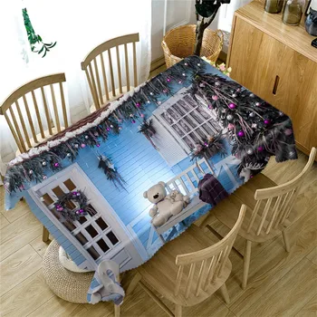 

3D Christmas Tablecloth Dustproof Table Cover X-mas Thanksgiving Dinner 3D Tablecloth Home Party Decor Customize Size