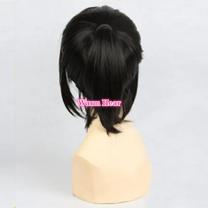 Bonnet de Perruque BROOE Perruque Cosplay de Style Jeu pour Yandere Simulator Ayano Aishi Cosplay hairwear Noir Synthétique Amovible Queue de Cheval Perruque 