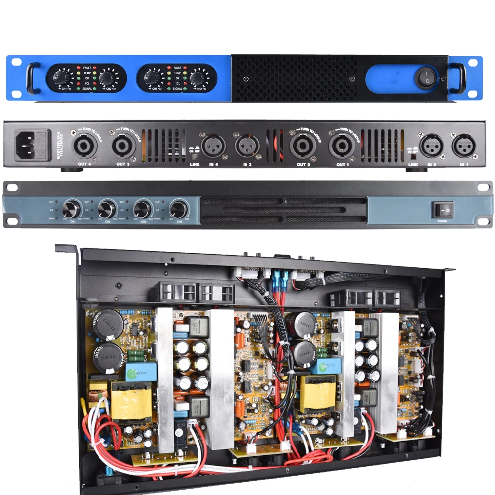 power amplifier 4 Channel 6400 Watts Professional Digital High Power Amplifier AMP Stereo MICWL GB6400 multi zone amplifier