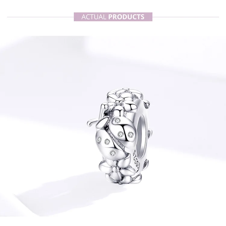 MOWIMO Ladybug Flower Silicone Stopper 925 Sterling Silver Spacer Fit Original Pandora Bracelet Beads Charm Jewelry BNC112