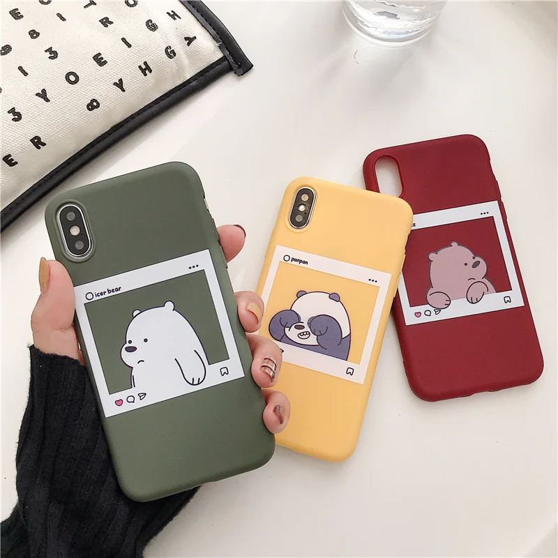 

INS Korean puppy bear cover for iphone 11 11Pro Max case for iphone x xs max xr 6 6s 7 8 plus 10 matte silicone soft panda coque