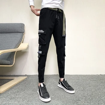 

3Colors Spring Summer Cargo Pants Men Thin Slim Fit Mens Harem Pants Side Pocket Decor Streetwear Mens Joggers Trousers Male 34