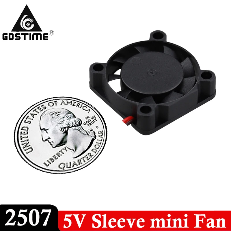 

20 шт./партия, Бесщеточный мини-кулер для охлаждения Gdstime 25 мм x 7 мм 2,5 см 25*7 мм 2507 DC 5 В 2 контакта