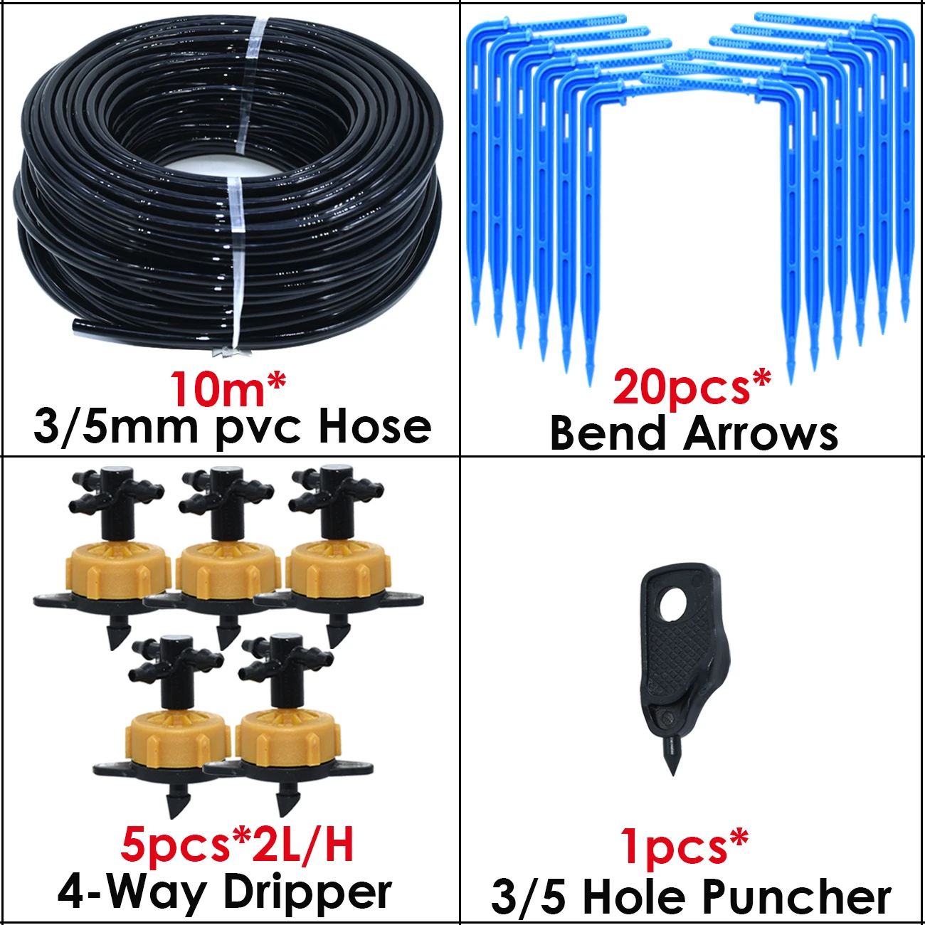 KESLA 5M-100M 2LPH Pressure Compensation Emitter Watering Kits for Agriculture Greenhouse Drop Drip Irrigation System w/ Puncher