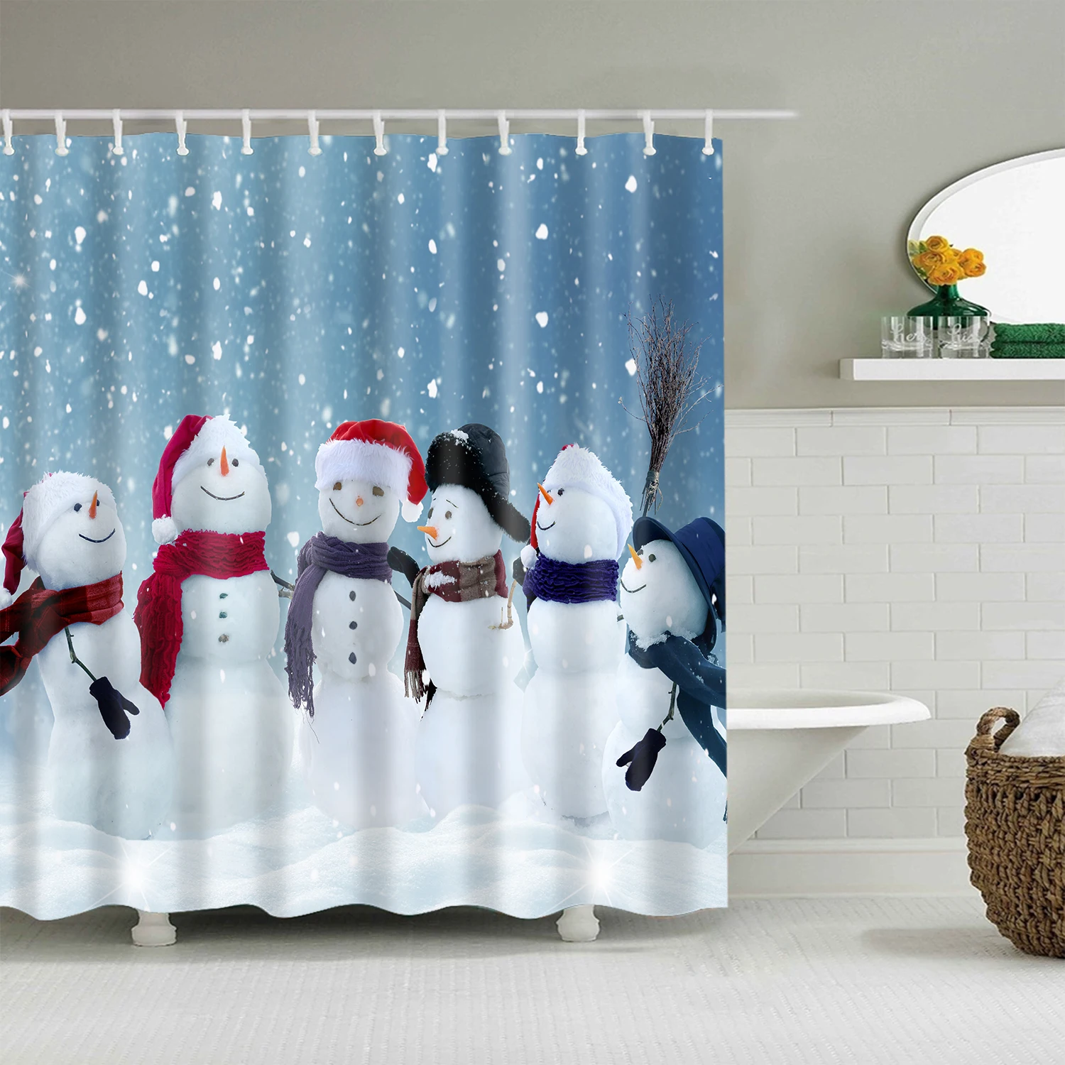 Рождественская занавеска для душа, 3D принт, водонепроницаемая занавеска, полиэфирная ткань, печать, занавеска для ванной, s для ванной, душ, Прямая поставка