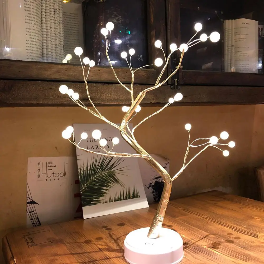 

USB Touch switch control Bright LED Lamp 20 LEDS Greeting Tree Lights LED Fire Tree Lamp For Home Holiday Lighting Christmas