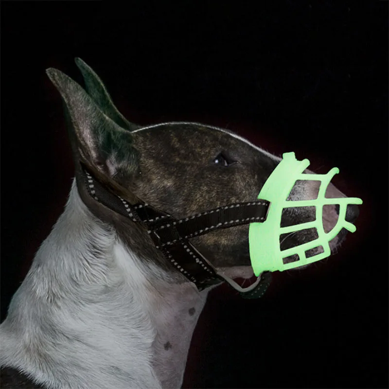 Fluorescence Dog Muzzle Mask Anti-biting Silicone pet Mouth Muzzles Reflective Adjustable mouth cover for Small Large big Dogs