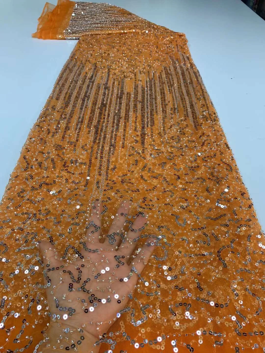 Новинка 2021 3D блестки ткань кружево вышивка африканская Нигерия золотая линия