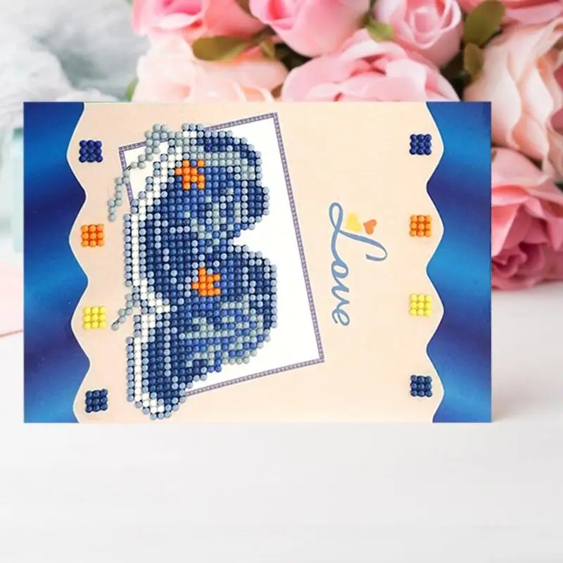  5D DIY Cute Greeting Card Partial Drill Diamond Painting Christmas Customized Invitations for New Y - 4000401027717
