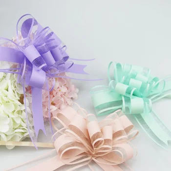 

10Pcs/Set Lace Ribbon Pull Bows Organza Exquisite Lovely solid color Car Decoration Gift Wrap Wedding Party Decoration