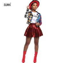 2 стиля сплошной цвет Высокая талия плиссированные юбки Горячая Новая мода уличные костюмы для хипстеров ночной клуб женские мини юбки B3040G