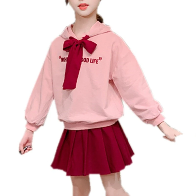 女の子服 の服ボウパーカー プリーツスカートスーツ秋の子供服十代の子供 5 6 7 8 9 10 12 13 年 Clothing Sets Aliexpress