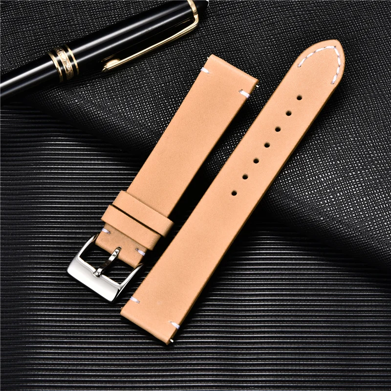 Elegant Genuine Leather Quick Release Watch Strap - Unisex Replacement Band