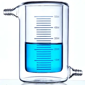 

500ml Jacketed Glass Beaker Jacket Flask Lab Chemcal Glassware