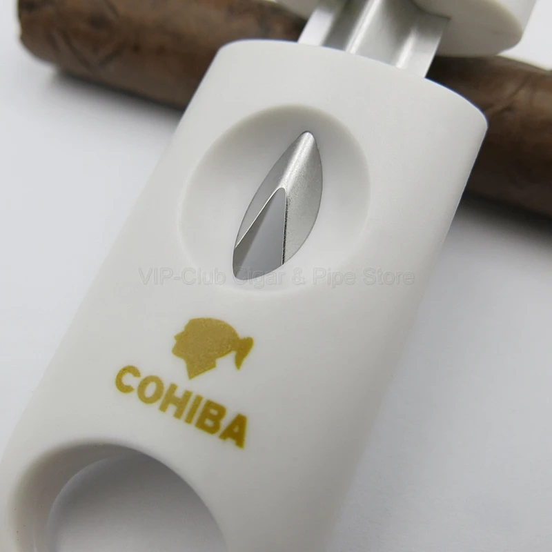 COHIBA пластик и нержавеющая сталь V Cut лезвие, нож для сигар Sigaar Zigarren инструмент для курения ручка гильотина для сигар