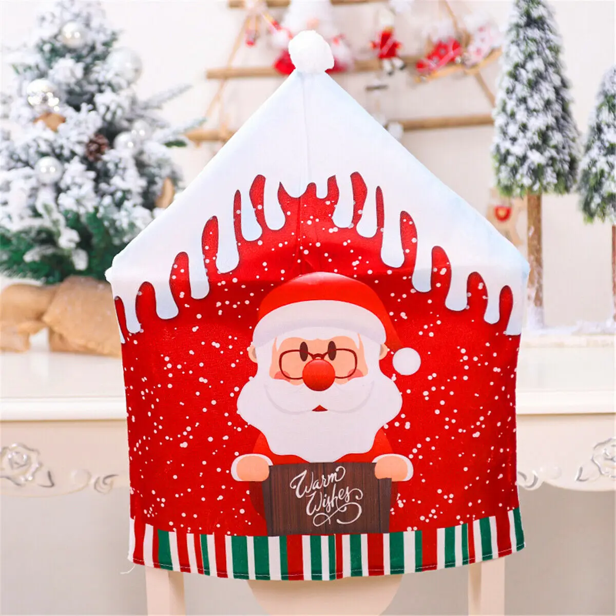 6PCS Santa Claus Kitchen Table Chair Covers Christmas Holiday Home Decoration 