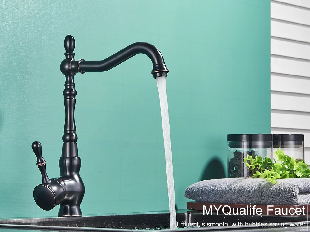 Black Deck Mount Bathroom Kitchen Brass Faucet Single Handle 360 Rotate Basin Sink Mixer Taps Black Hot and Cold Water Mixers spice rack wall