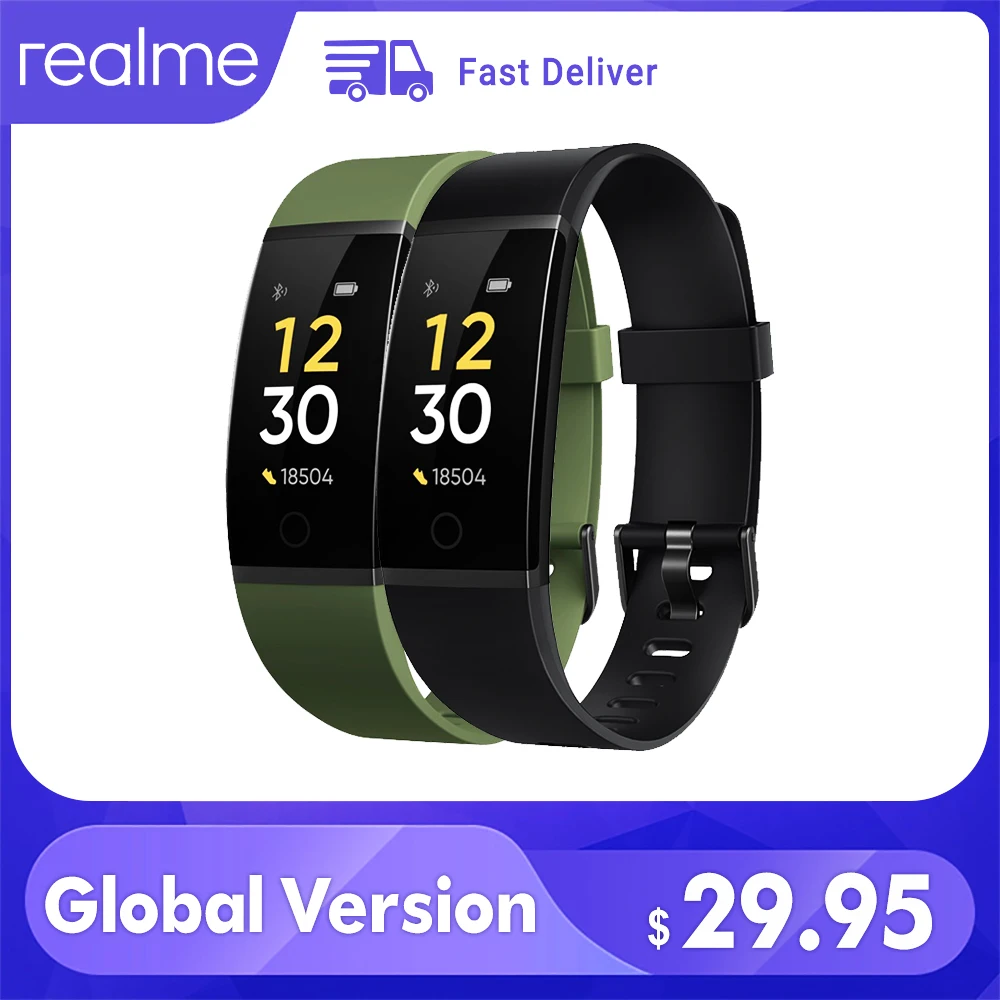

realme Band Smart Bracelet Large Color Screen Real-time Heart Rate Monitor Sport Tracker Notification IP68 Waterproof USB Charge