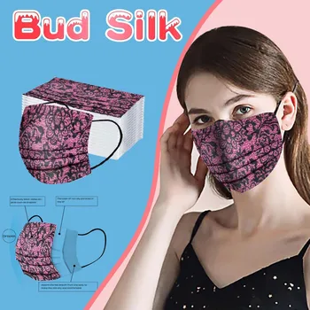 

50 Pcs Camouflage Disposable Non-woven 3-layer Face Mask Breathable Mask With Elastic Earband Breathable Adult Mouth Mask Unisex