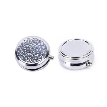 

1Pc Metal Round Silver Tablet Pill Boxes Small Cases Holder Effective use of space Advantageous Container Medicine Case