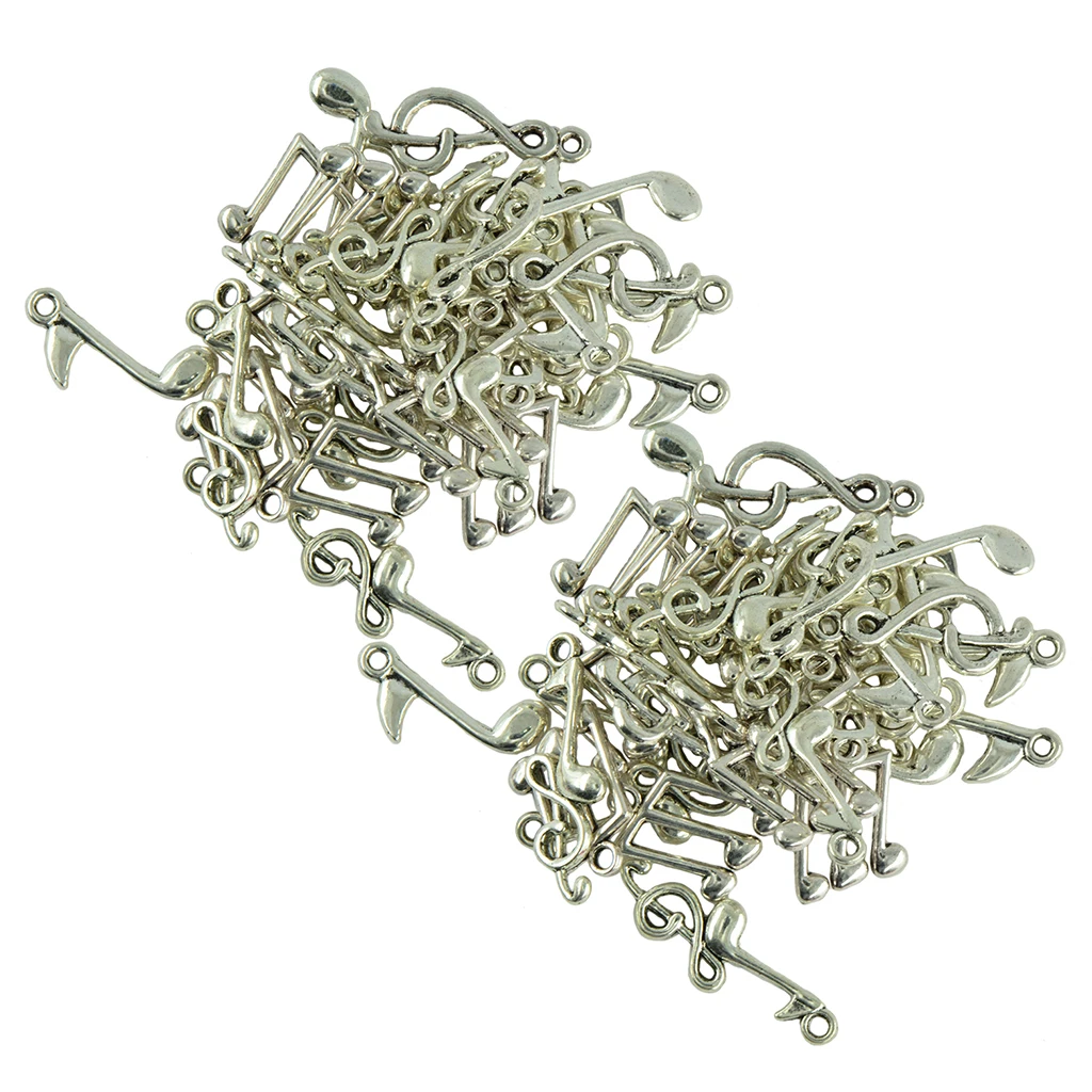 80pcs Assorted Charms Musical Note Symbol Tibetan silver color Plated Pendants Antique Jewelry Making Bracelet DIY Handmade Craft