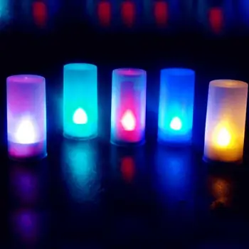

Mini LED night light new Creative Cup Mood Lamp 7-color LED Electronic Flameless Switch Candle For Home Decor Accessory