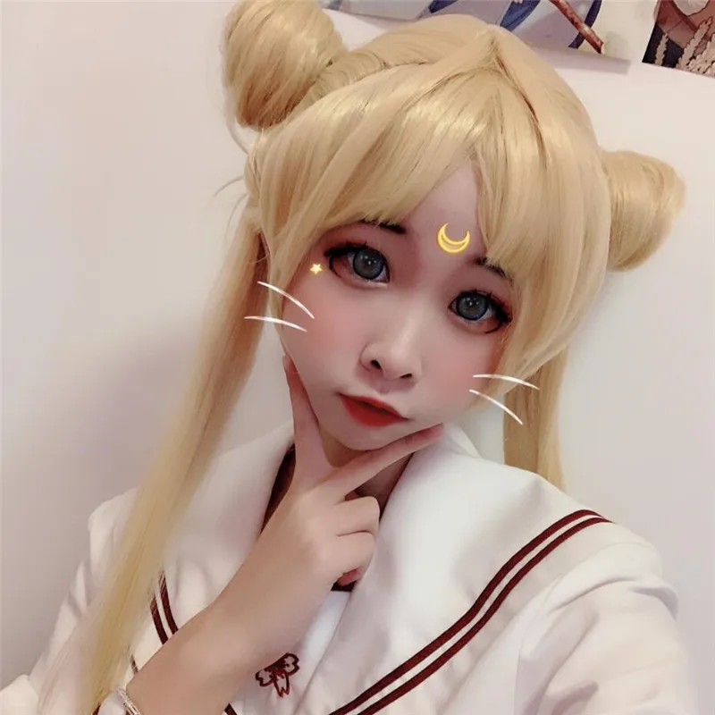 Японское анимешное кигуруми моряк лунный парик Косплэй детали костюма usagi Tsukino Луна принцессы Золотой парик COS