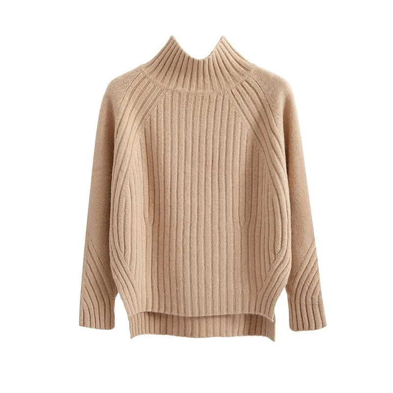 Vangull Turtleneck Women Sweater Winter Warm Female Jumper Thick Christmas Sweaters Ribbed Knitted Pullover Top Pull Hiver Femme - Цвет: apricot