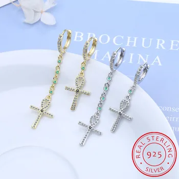 

Cubic Zirconia Cross Drop/Dangle Earrings for Women Charm Rhinestone Wedding Earrings Statement 925 Sterling Silver Earring