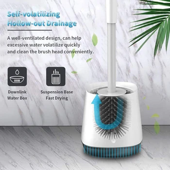 

Toilet Brush and Base Kit with Aluminum Handle and Soft Silicone Bristles Sturdy Clean Toilet Brush Set Cleaner