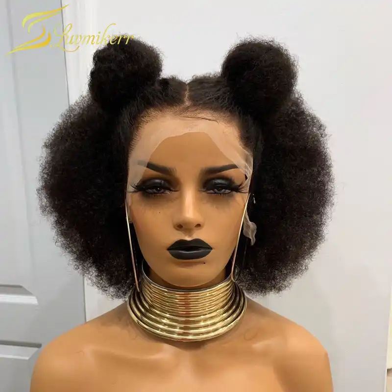 13x6 Korotkaya Strizhka Nevidimyj 150 Korotkij Bob Parik Blunt Afro Parik Iz Brazilskih Kurchavyh Sinteticheskie Volosy Na Kruzheve Chelovecheskih Volos Pariki S Detskimi Volosami Predvaritelno Volosy Remy Aliexpress
