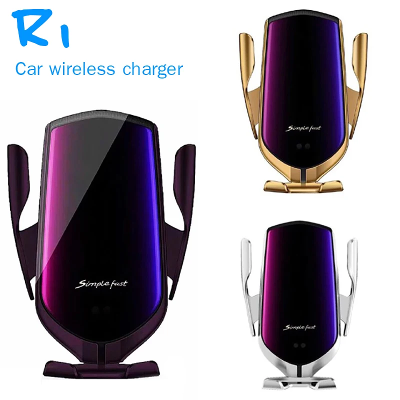 

R1 10W Car Wireless Charger Automatic Clamping For iPhone Xs for Samsung Infrared Induction Qi Wireless Charger Car Phone Holder