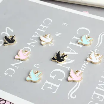 

20pcs/lot 10*10mm Trendy Charms Pendant Alloy Enamel pigeon Charms Pendant For Jewelry Findings Accessories Wholesale