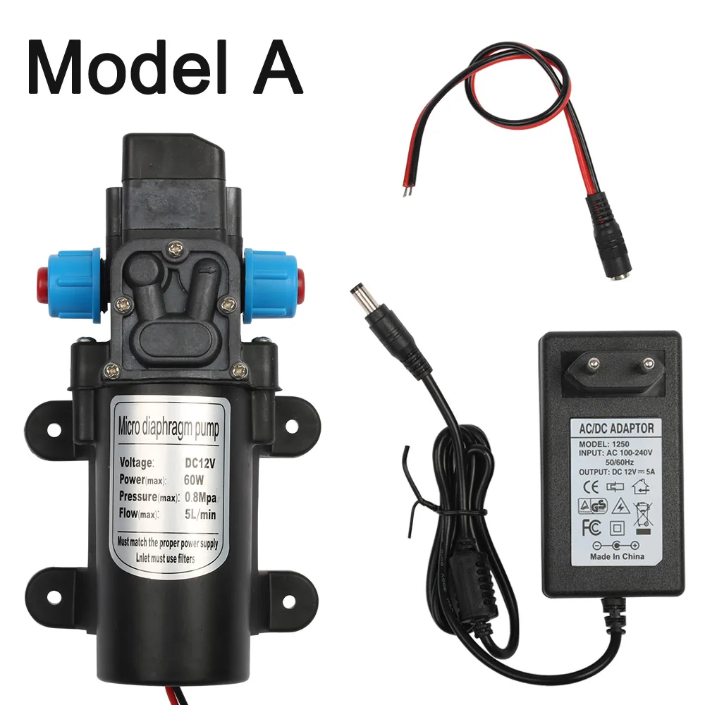 60 Вт микро электрический мембранный Водяной насос 12 В DC Автоматический переключатель 5л/мин высокое давление Автомойка спрей вакуумный насос 0.8мпа 5л/мин