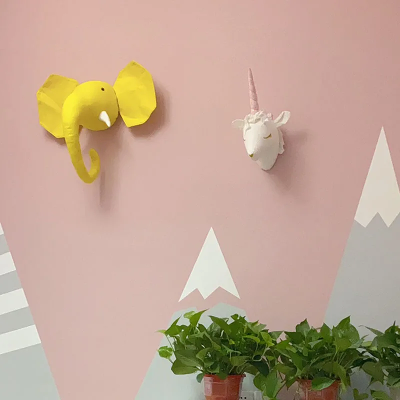3D голова животного настенное крепление Зебра/Слон/Жираф мягкие игрушки детская