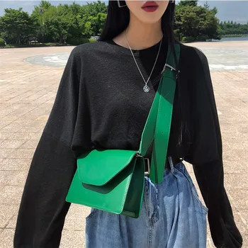 

Cross-Body Bags Women Leather Shoulder Portable Envelope Square Inner Pocket Buckle Pack