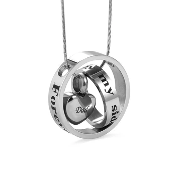 

AILIN Engraved Two Circle with Love-Heart Forever In My Heart Stainless Steel Cremation Urn Necklace For Ashes