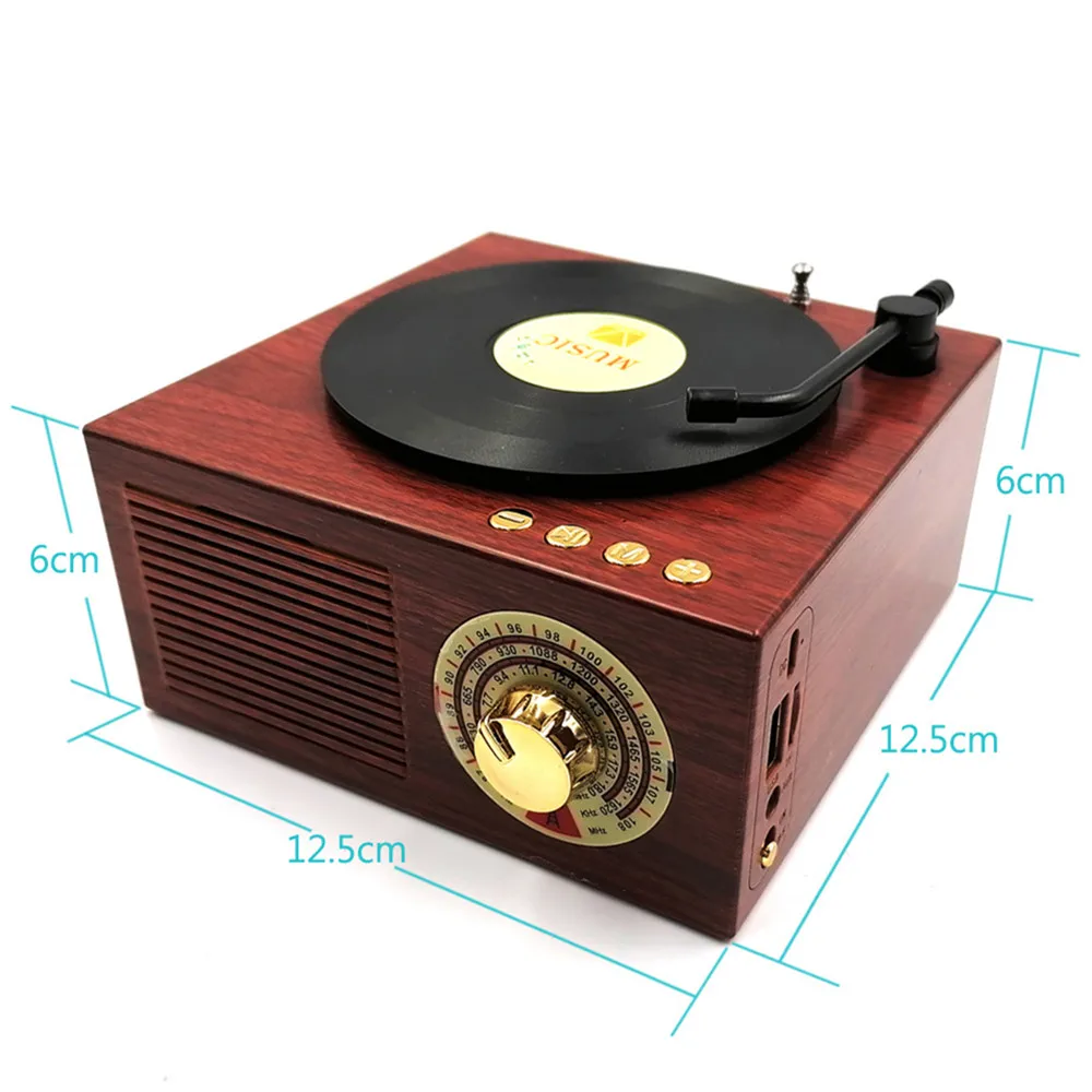 

Portable Retro Gramophone FM AM Radio Bluetooth Speaker U Disk TF Card MP3 Player Wireless Charge Audio Machine USB Sound Horn