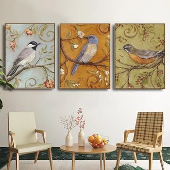 

Chinese Flowers Birds Wall Pictures Poster Print Canvas Painting Calligraphy Decor for Living Room Bedroom Home Decor Frameless