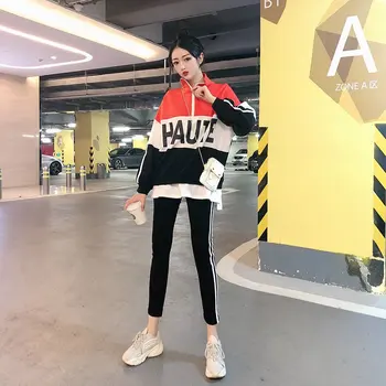 

Women Autumn Streetwear Casual Tracksuit Set Zipper Irregular Aweatshirt+Long Pant Two Piece Suit Outfits JWHY