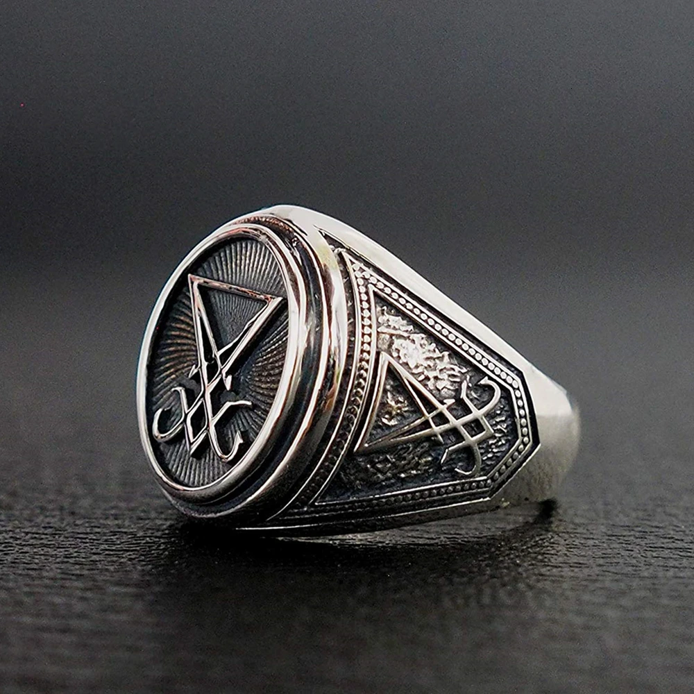 EYHIMD sigil of Lucifer Нержавеющая сталь перстень уплотнение сатаны байкерские кольца в готическом стиле, на скрытую унисекс ювелирные изделия