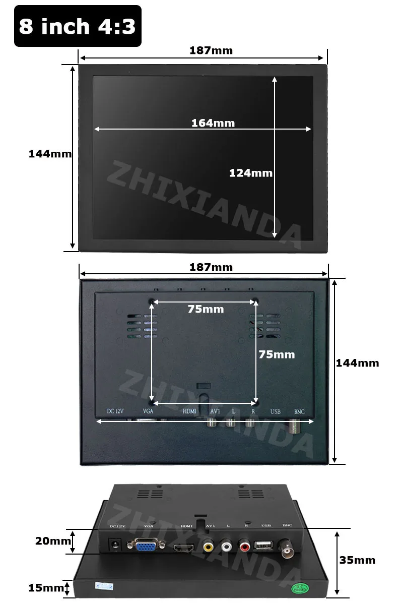 8 дюймов Desktop резистивный Сенсорный экран монитор 1024*768 VGA HDMI BNC CCTV монитор с сенсорным экраном AV/BNC/VGA/HDMI/USB интерфейс