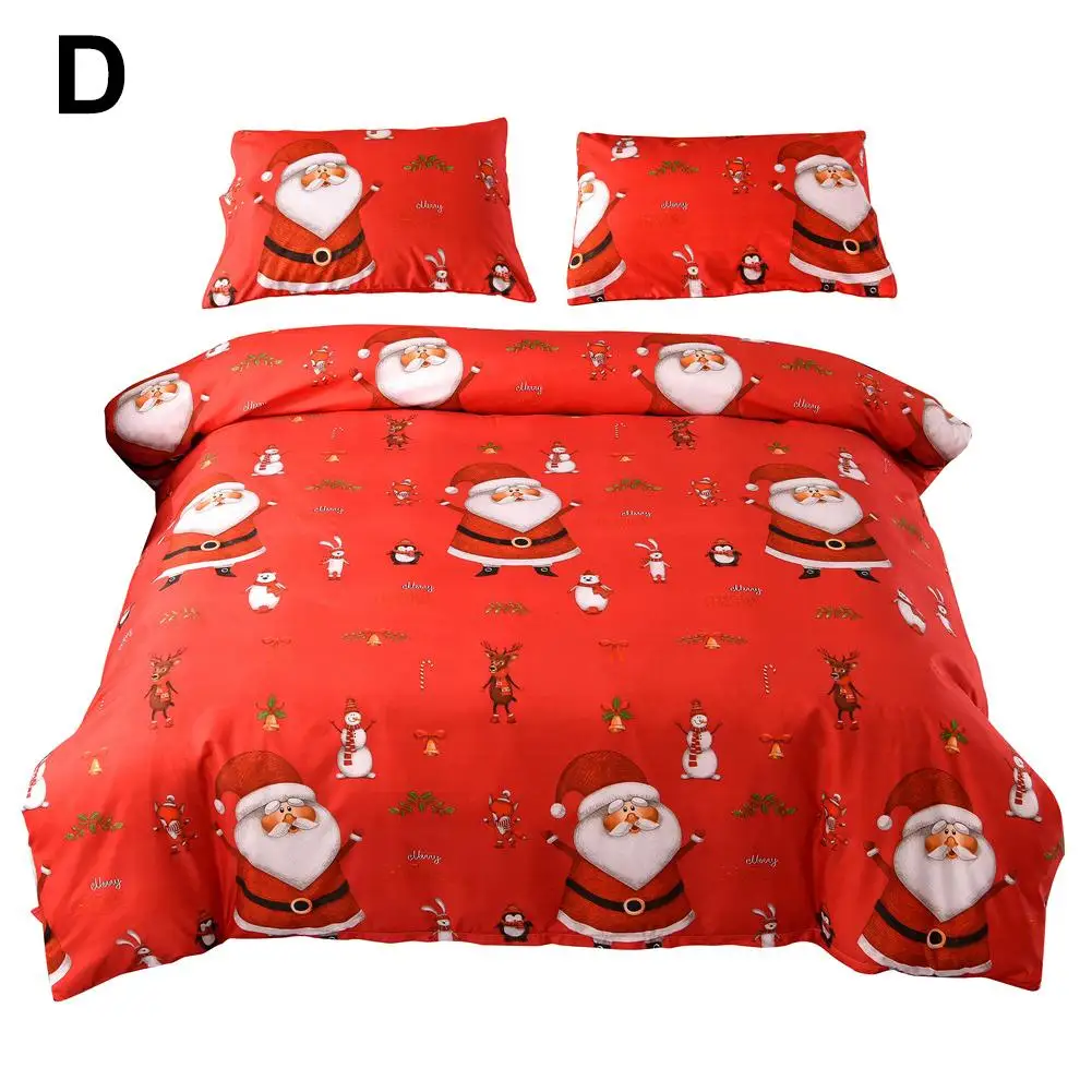 Рождественская кровать, пододеяльник с рисунком Санта Клауса, пододеяльник для подушек, 3D постельное белье, украшения для семьи, вечерние принадлежности для декора в отеле - Цвет: D
