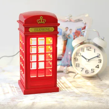 

Retro London Telephone Booth Night Light USB Charging LED Desk Lamp Rechargeable Batteries LED Dimmable Table Desk Light